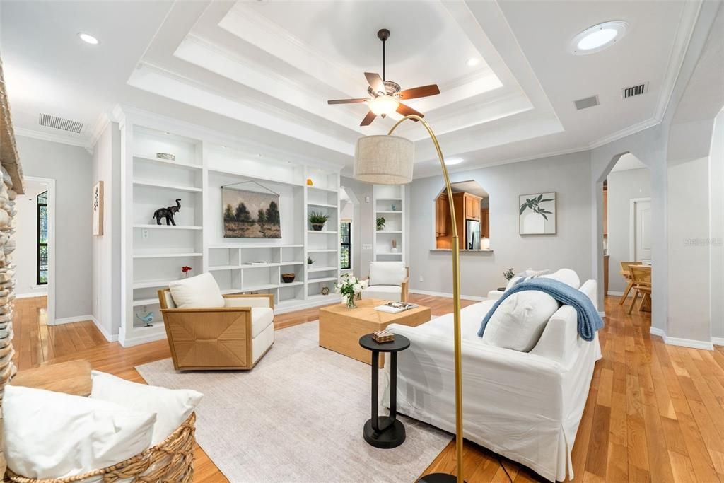 Interior, Living room, Recessed Lighting, Wood Texture Flooring