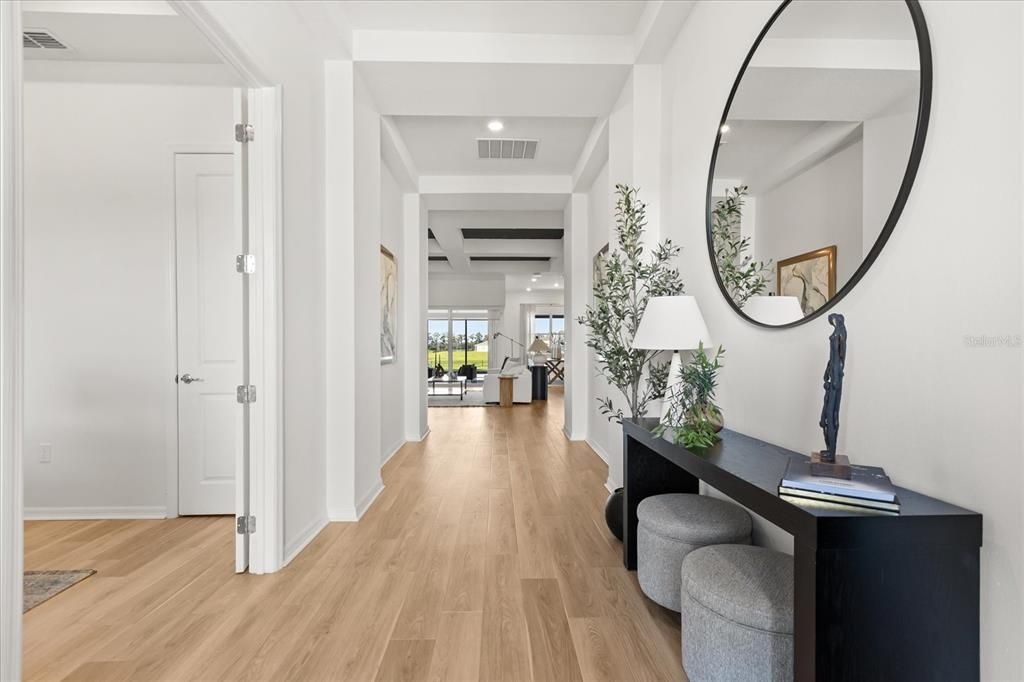 Home Office, Interior, Recessed Lighting, Wood Texture Flooring