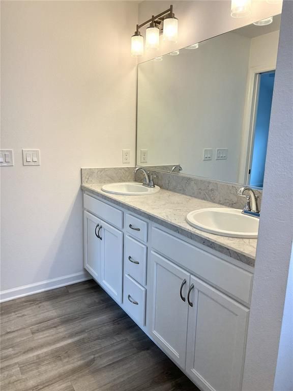 Bathroom, Dual Sink Vanities, Interior, Wood Texture Flooring
