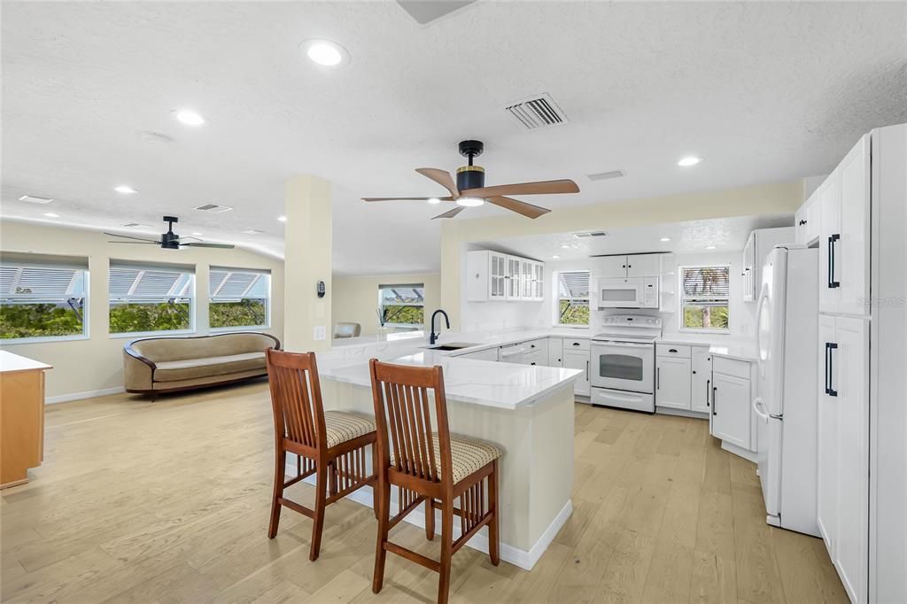 Interior, Kitchen, Recessed Lighting, Wood Texture Flooring
