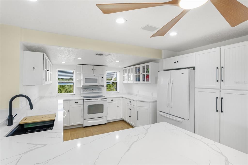 Interior, Kitchen, Recessed Lighting, Wood Texture Flooring