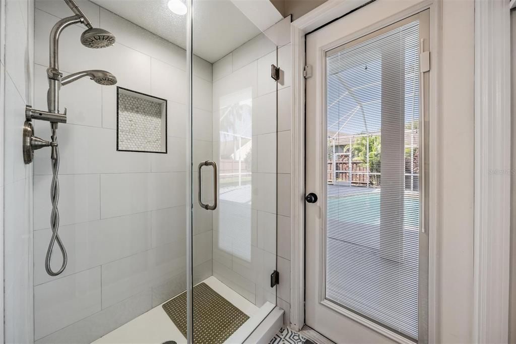 Bathroom, Glass Shower, Interior, Recessed Lighting