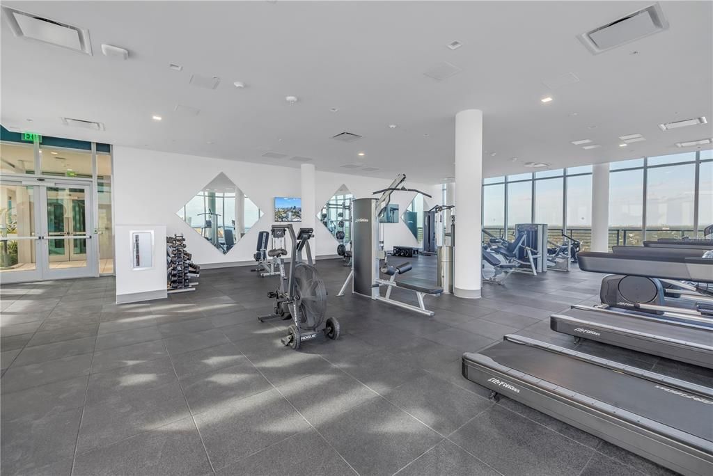 Fitness Equipment, Gym, Interior, Recessed Lighting