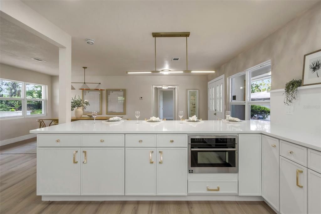 Interior, Kitchen, Pendant Lights, Wood Texture Flooring