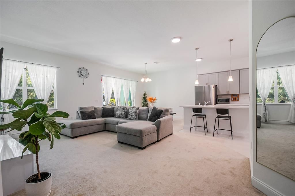 Dining room, Interior, Kitchen, Living room, Pendant Lights, Stainless Steel Appliances