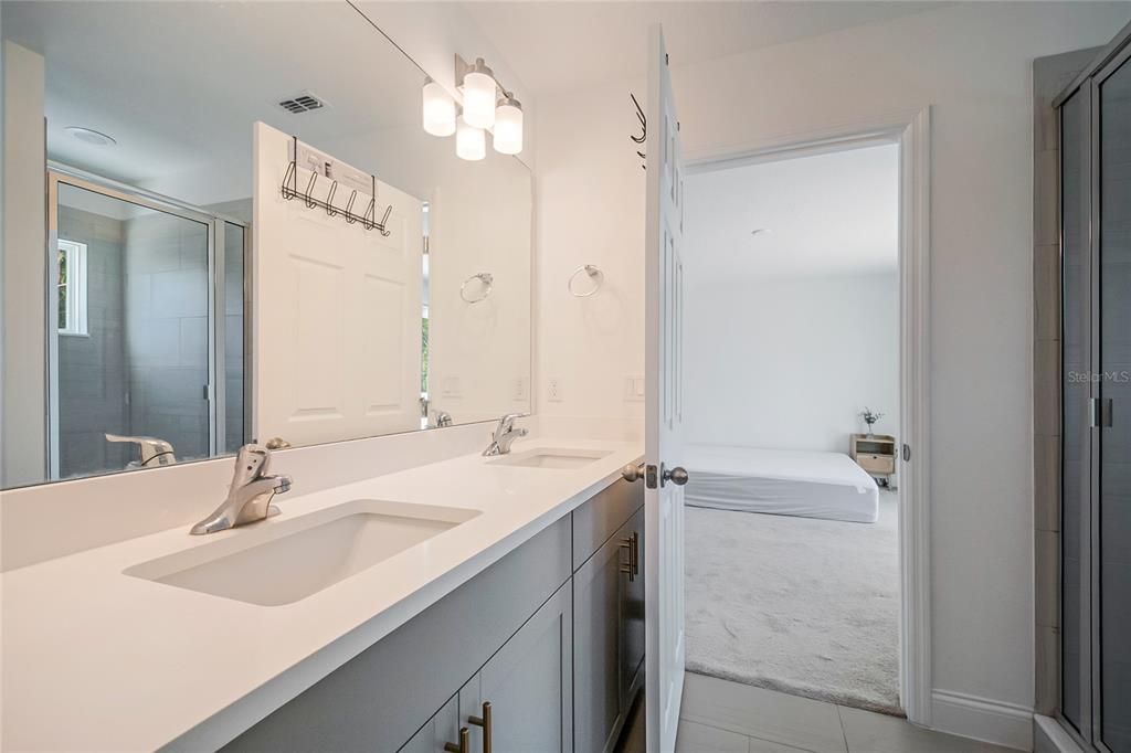 Bathroom, Dual Sink Vanities, Glass Shower, Interior