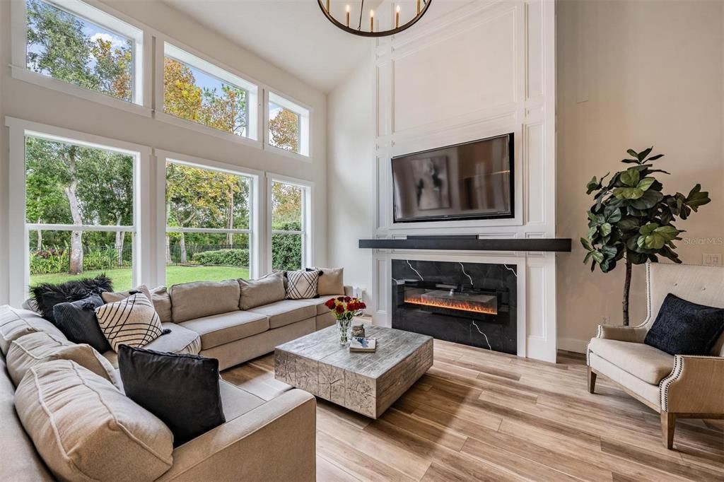 Fireplace, Interior, Living room, Wood Texture Flooring