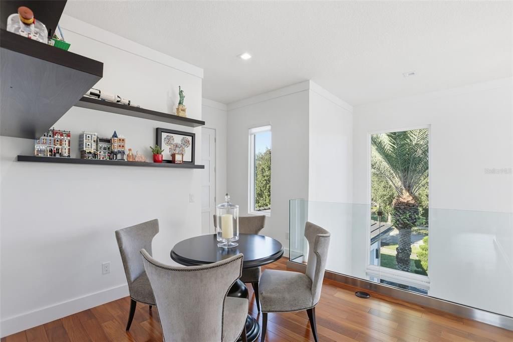 Dining room, Interior, Recessed Lighting, Wood Texture Flooring
