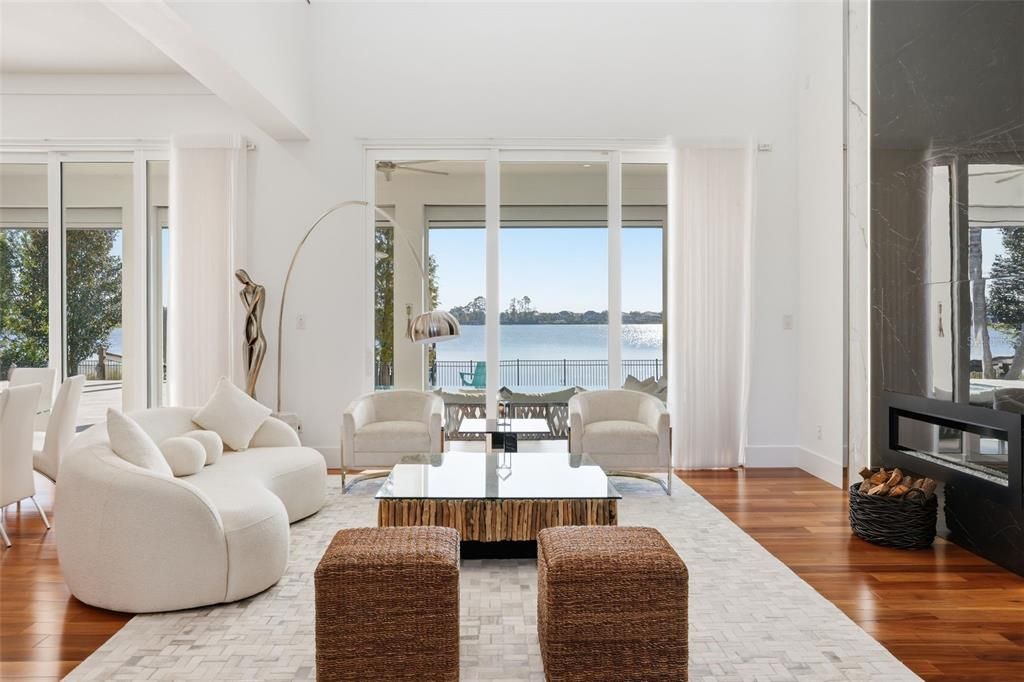 Fireplace, Interior, Living room, Water, Wood Texture Flooring