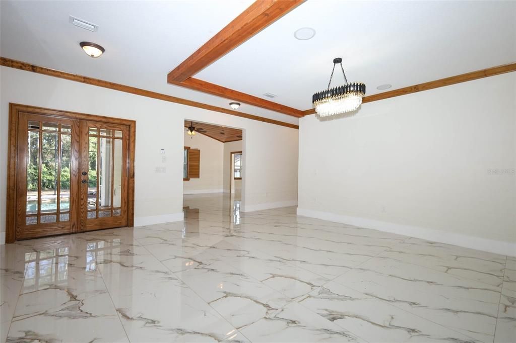 Chandelier, Empty room, Interior, Marble