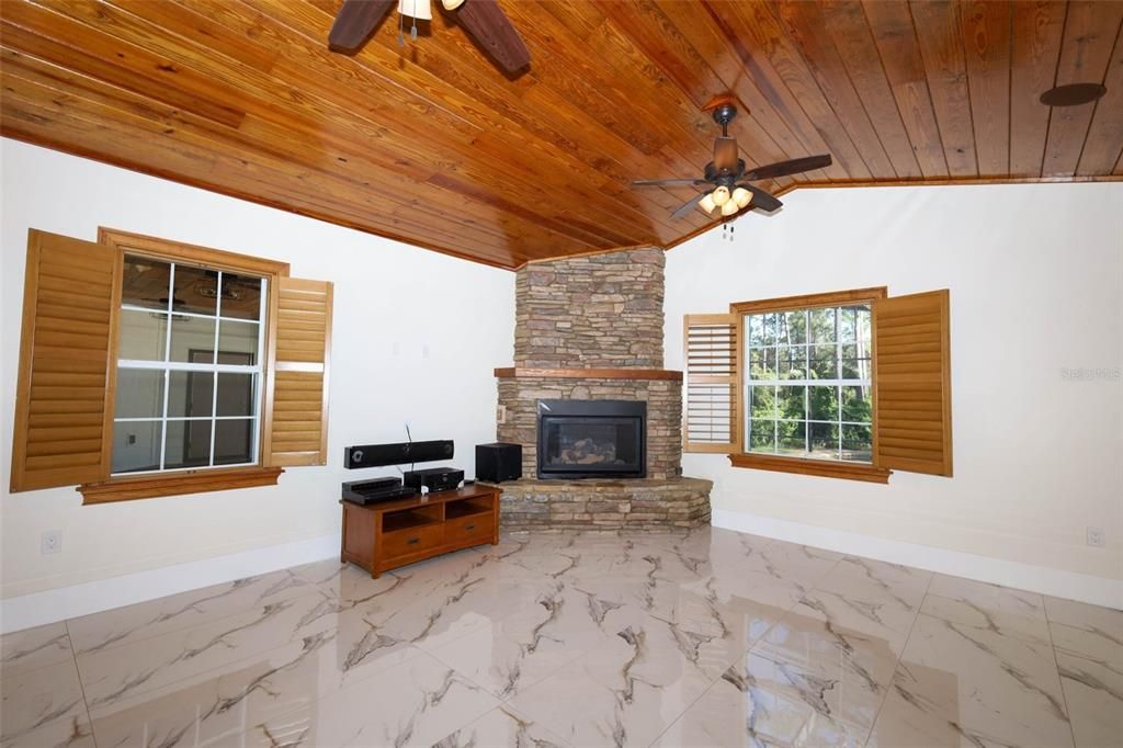 Fireplace, Interior, Marble, Wooden Ceilings