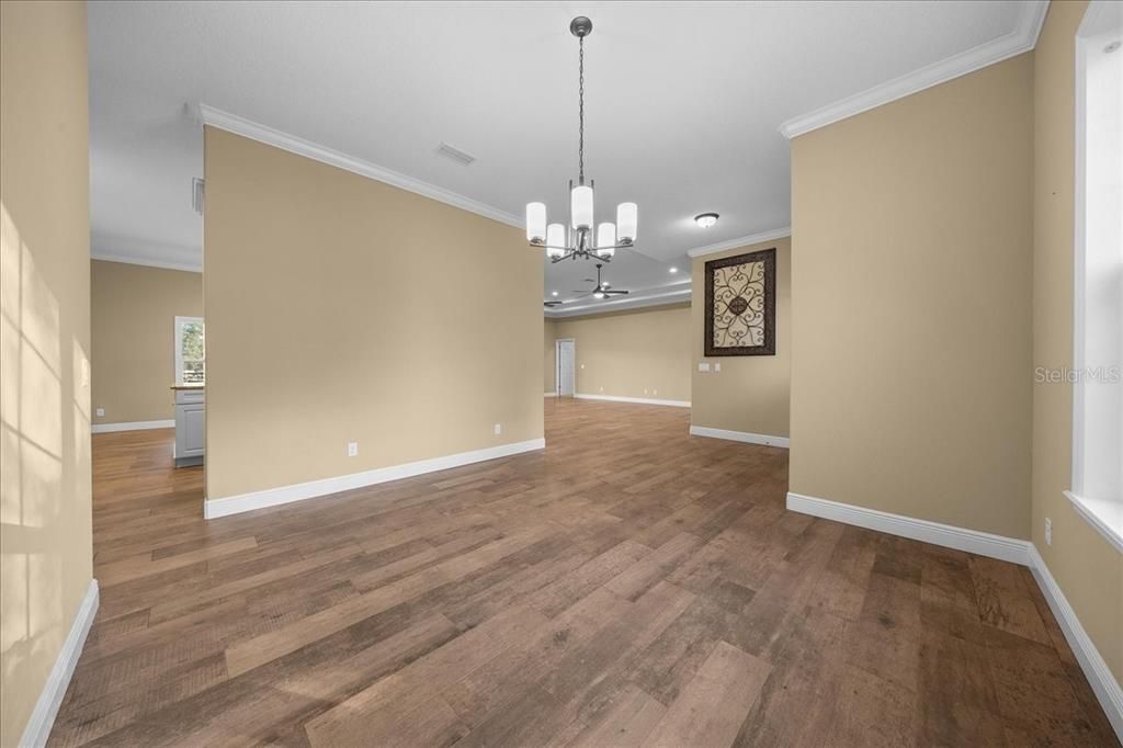 Empty room, Interior, Pendant Lights, Wood Texture Flooring