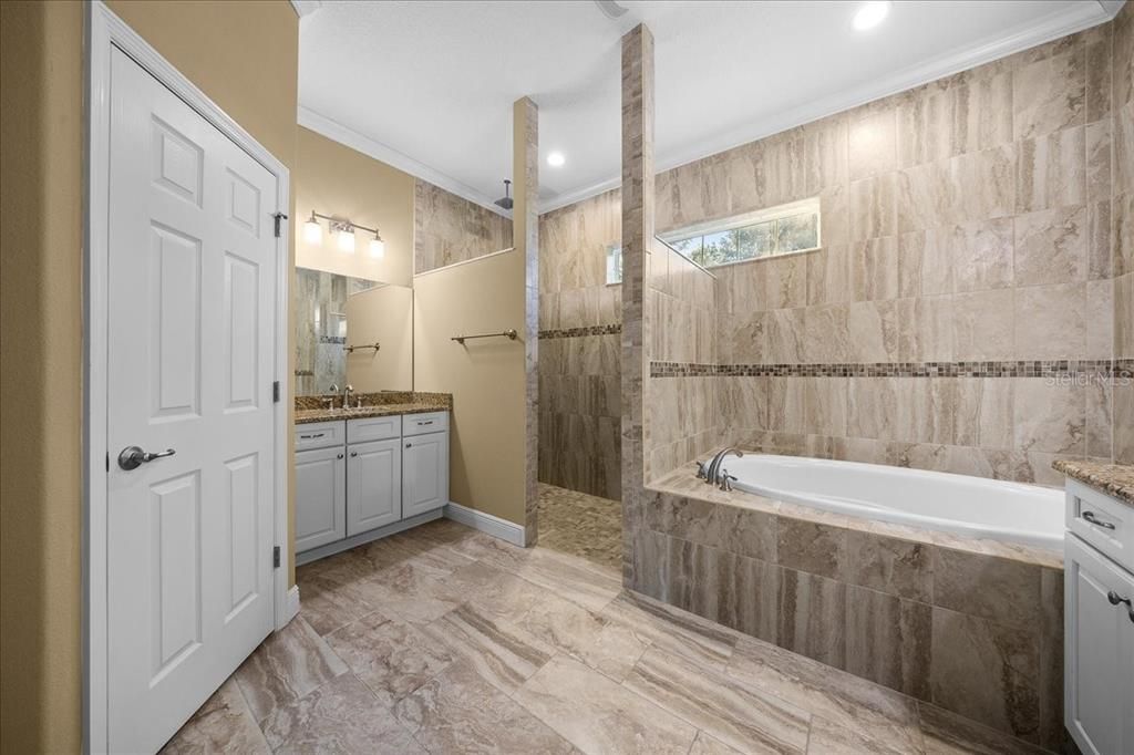 Bathroom, Dual Sink Vanities, Glass Shower, Interior, Recessed Lighting