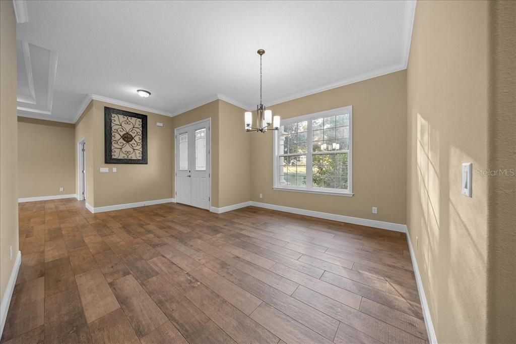 Chandelier, Empty room, Interior, Wood Texture Flooring
