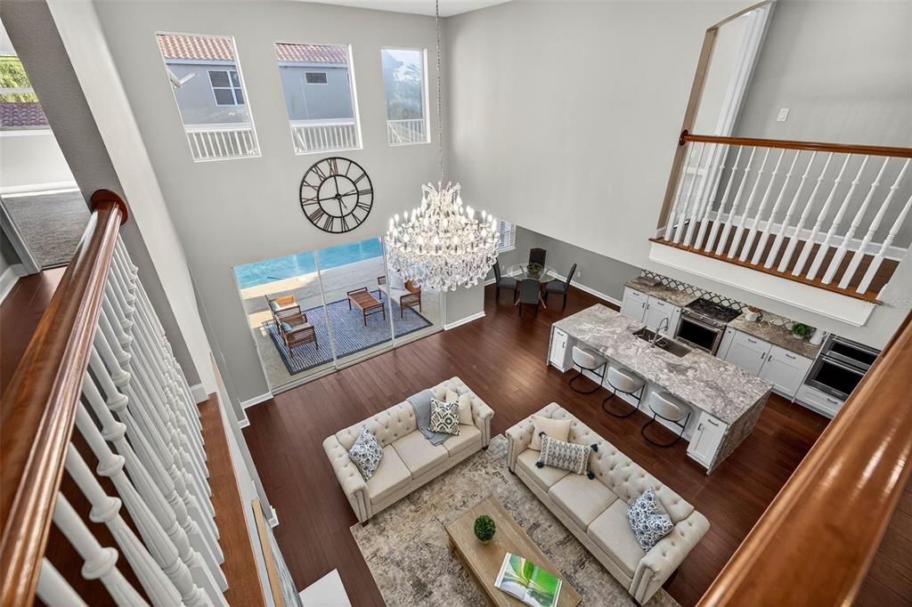 Chandelier, Interior, Living room, Wood Texture Flooring