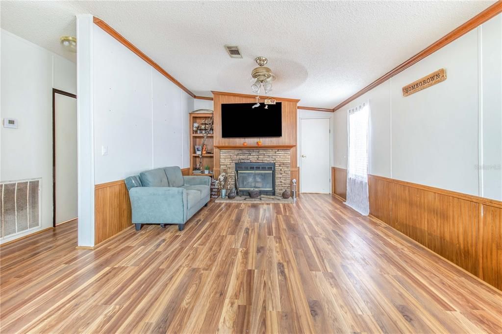 Fireplace, Interior, Wood Texture Flooring