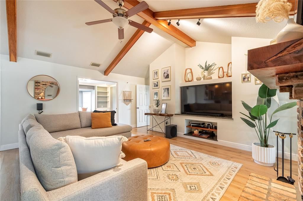 Interior, Living room, Wooden Beams, Wood Texture Flooring