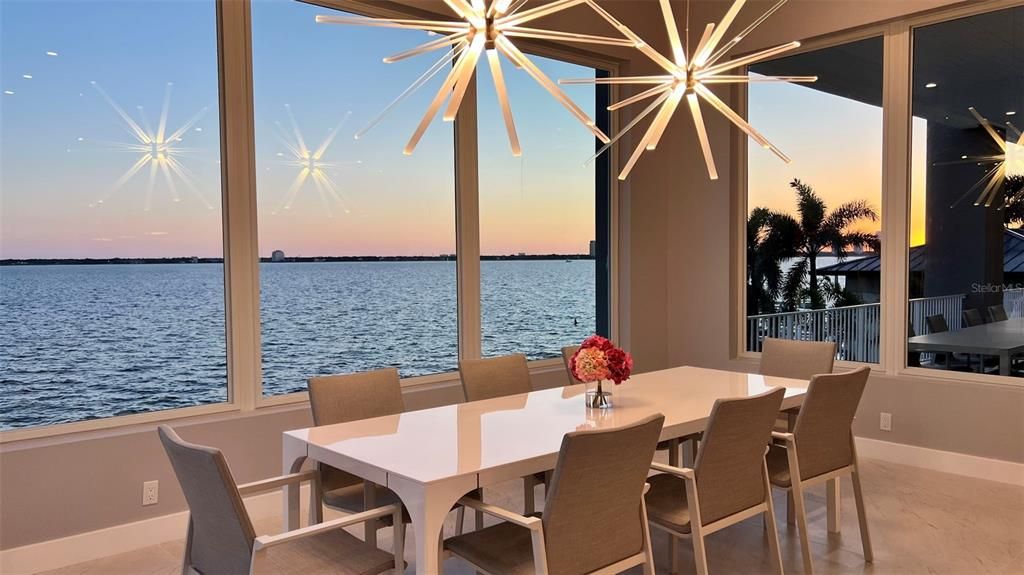 Dining room, Interior, Pendant Lights, Water