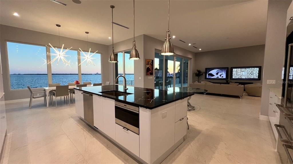 Dining room, Interior, Kitchen, Living room, Pendant Lights, Recessed Lighting, Water