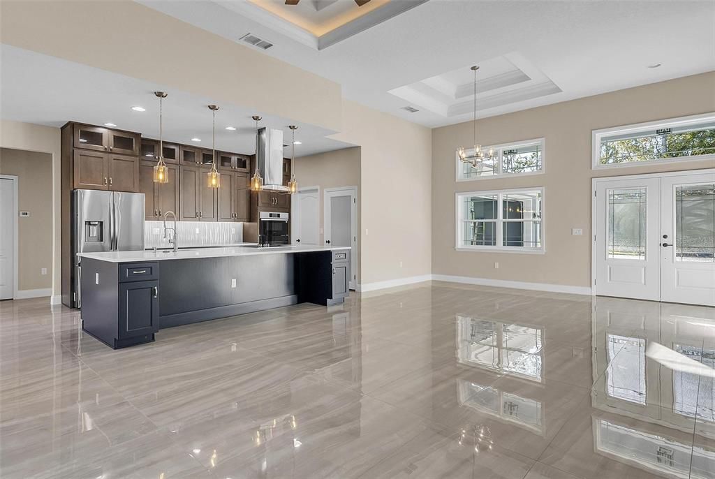 Interior, Kitchen, Pendant Lights, Recessed Lighting, Stainless Steel Appliances