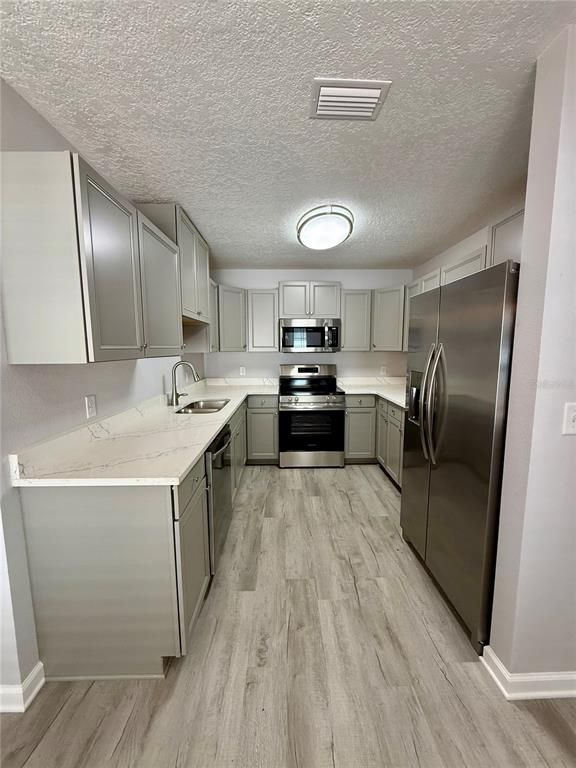 Interior, Kitchen, Stainless Steel Appliances, Wood Texture Flooring