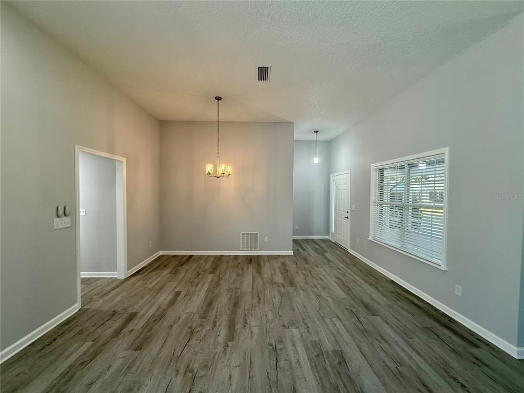 Empty room, Interior, Pendant Lights, Wood Texture Flooring