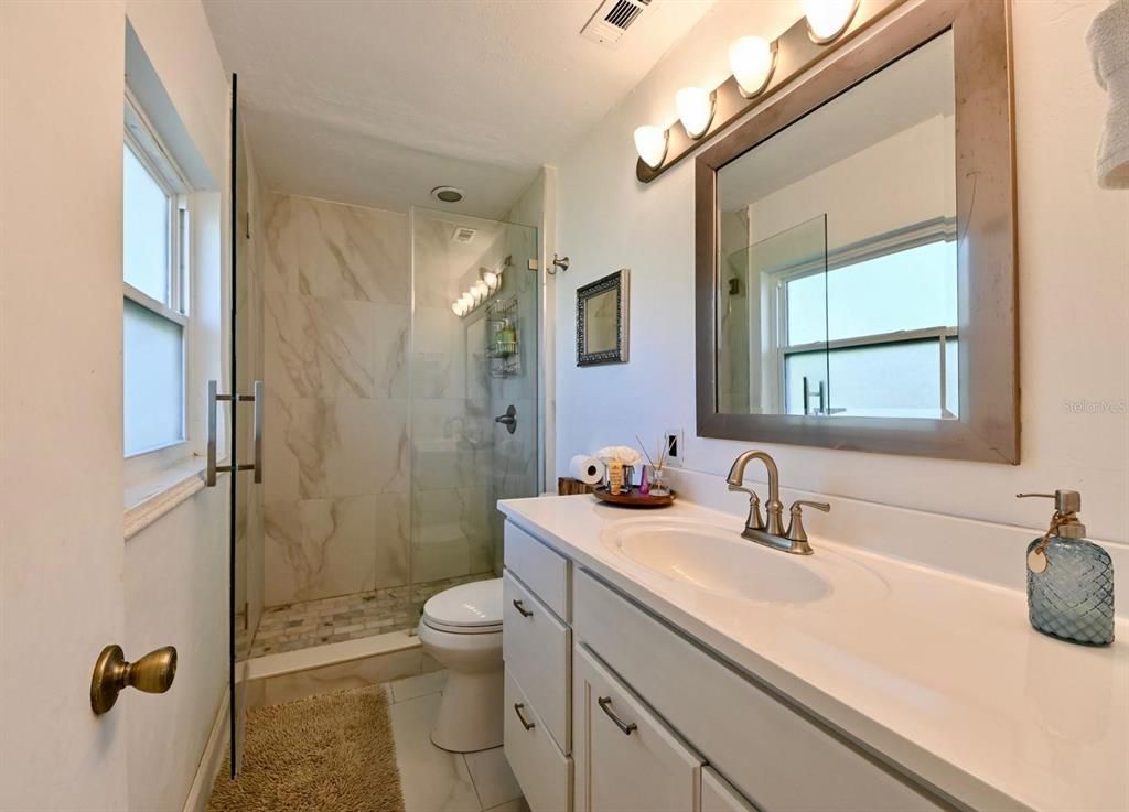 Bathroom, Glass Shower, Interior, Marble Walls