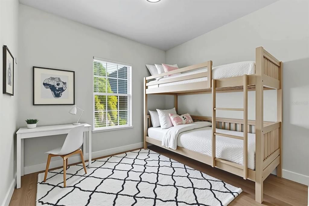 Bedroom, Home Office, Interior, Recessed Lighting, Wood Texture Flooring