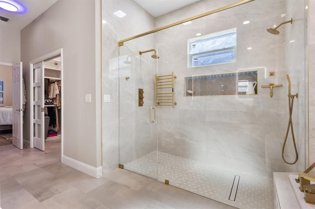 Bathroom, Glass Shower, Interior, Recessed Lighting