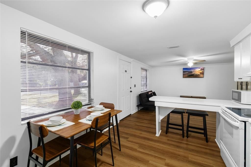 Dining room, Interior, Wood Texture Flooring