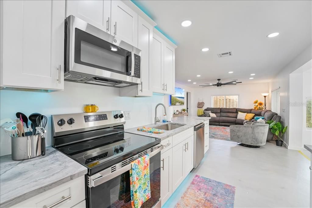 Interior, Kitchen, Living room, Recessed Lighting, Stainless Steel Appliances