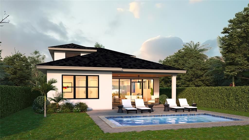 Exterior, Facade, Pool, Modern