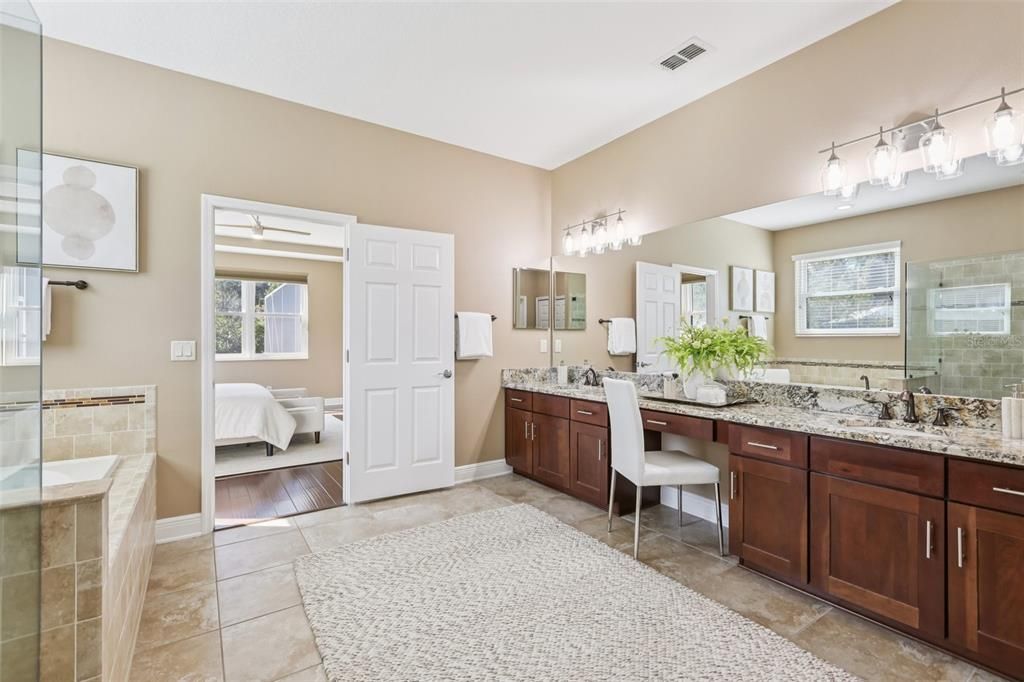 Bathroom, Dual Sink Vanities, Interior, Wood Texture Flooring