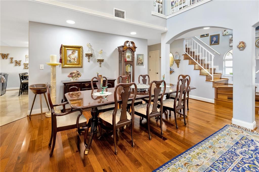 Dining room, Interior, Recessed Lighting, Wood Texture Flooring