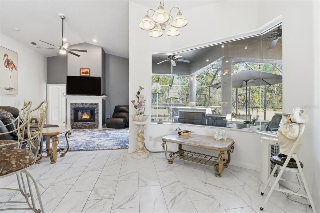 Bathroom, Fireplace, Interior, Living room, Marble, Recessed Lighting