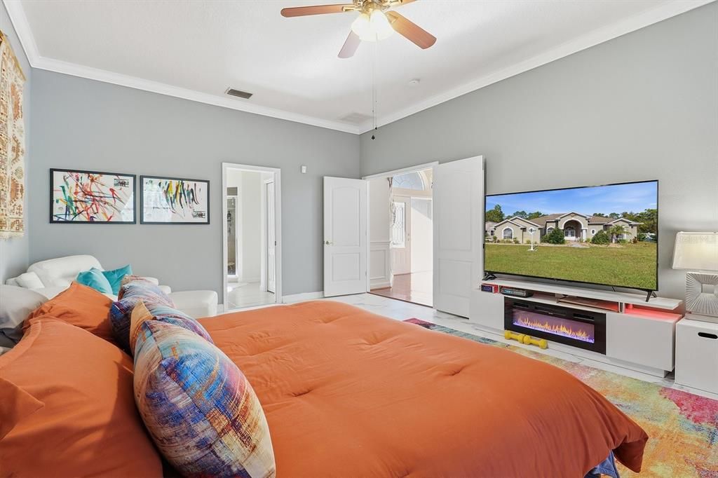 Bedroom, Fireplace, Interior
