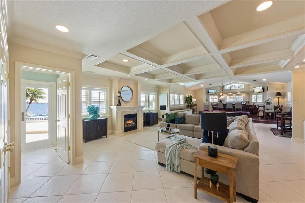 Fireplace, Interior, Living room, Pendant Lights, Recessed Lighting, Water