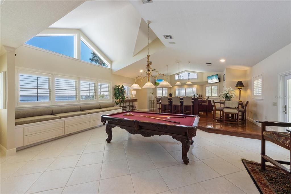 Billiard Table, Chandelier, Dining room, Game Room, Interior, Pendant Lights, Recessed Lighting