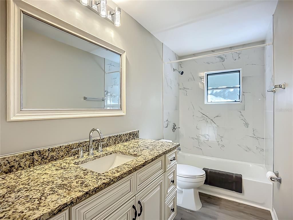 Bathroom, Interior, Marble Walls, Wood Texture Flooring