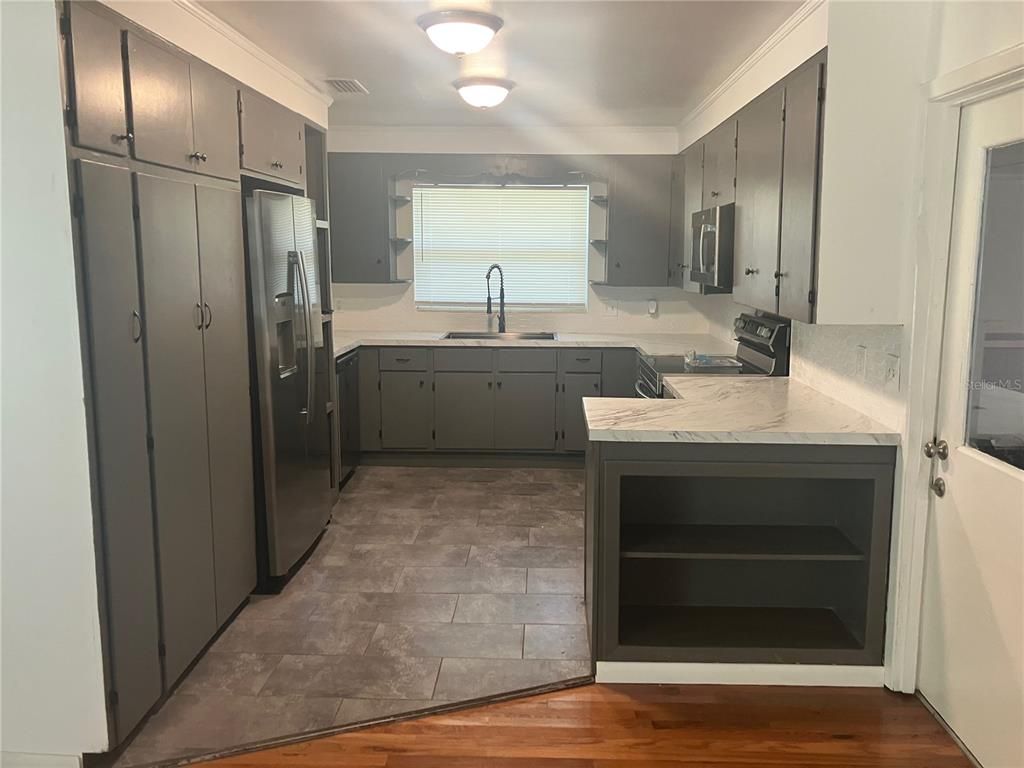 Interior, Kitchen, Wood Texture Flooring