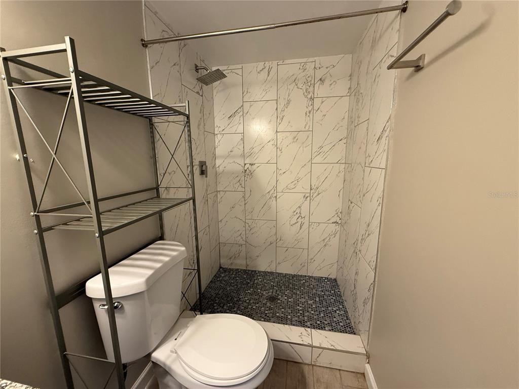 Bathroom, Interior, Marble Walls, Wood Texture Flooring