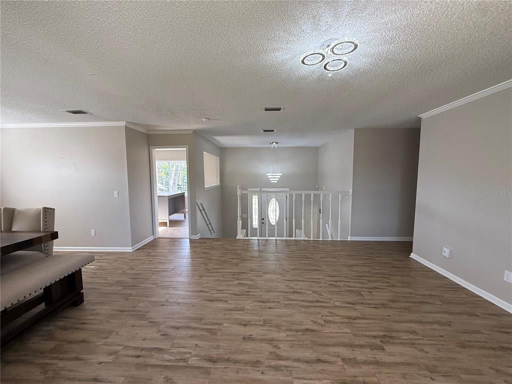 Empty room, Interior, Pendant Lights, Wood Texture Flooring