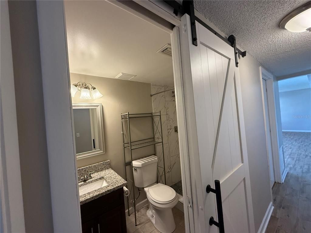 Bathroom, Interior, Marble Walls, Wood Texture Flooring