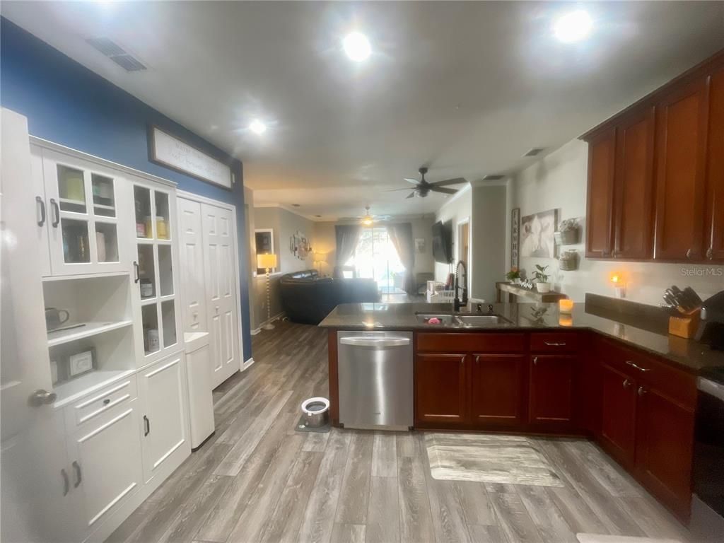Interior, Kitchen, Recessed Lighting, Wood Texture Flooring