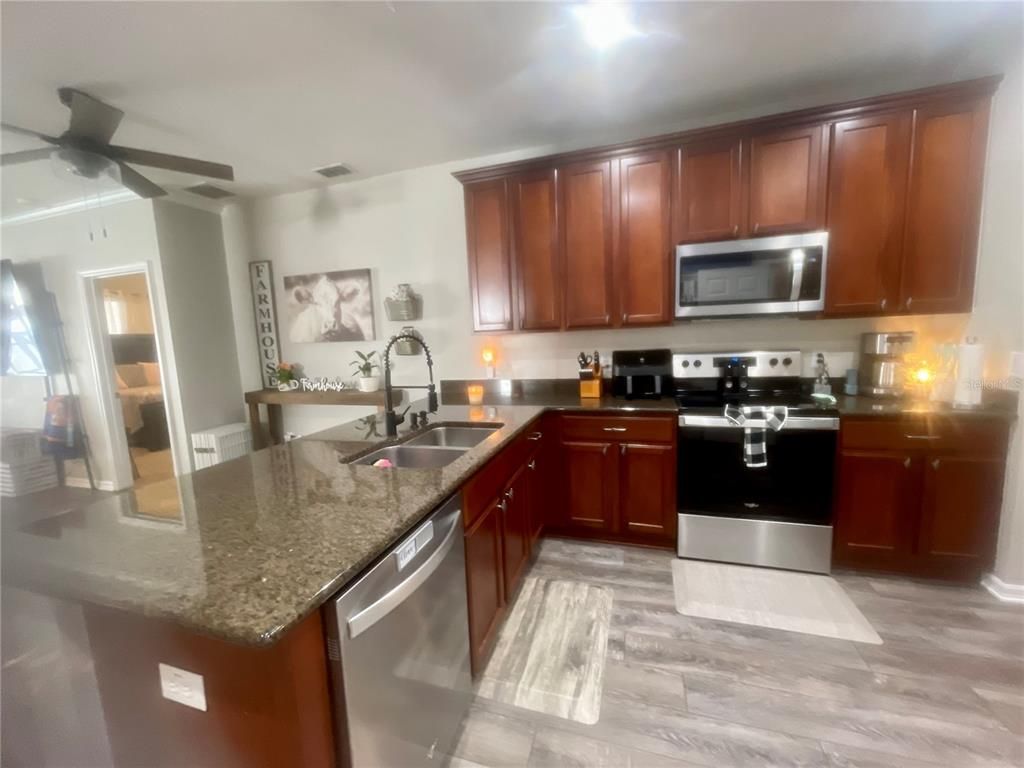 Interior, Kitchen, Stainless Steel Appliances, Wood Texture Flooring