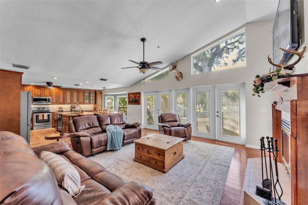 Interior, Kitchen, Living room, Recessed Lighting, Stainless Steel Appliances, Wood Texture Flooring