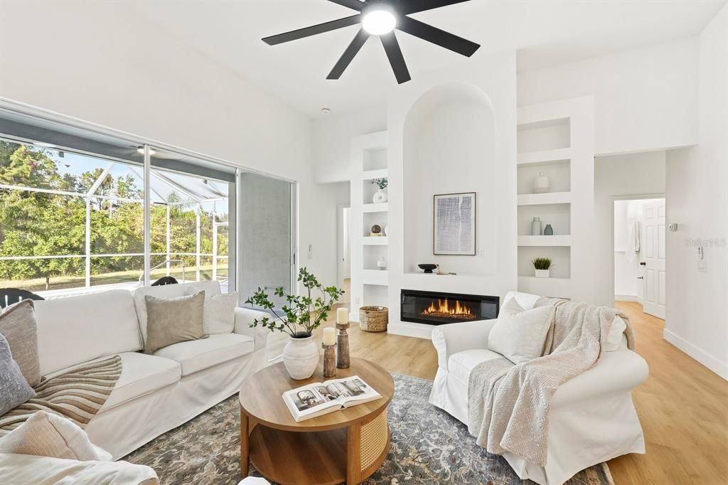 Fireplace, Interior, Living room, Wood Texture Flooring