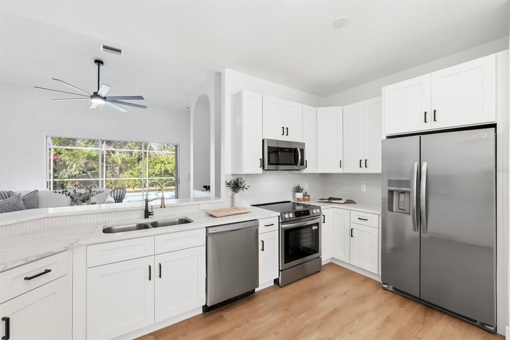 Interior, Kitchen, Stainless Steel Appliances, Wood Texture Flooring