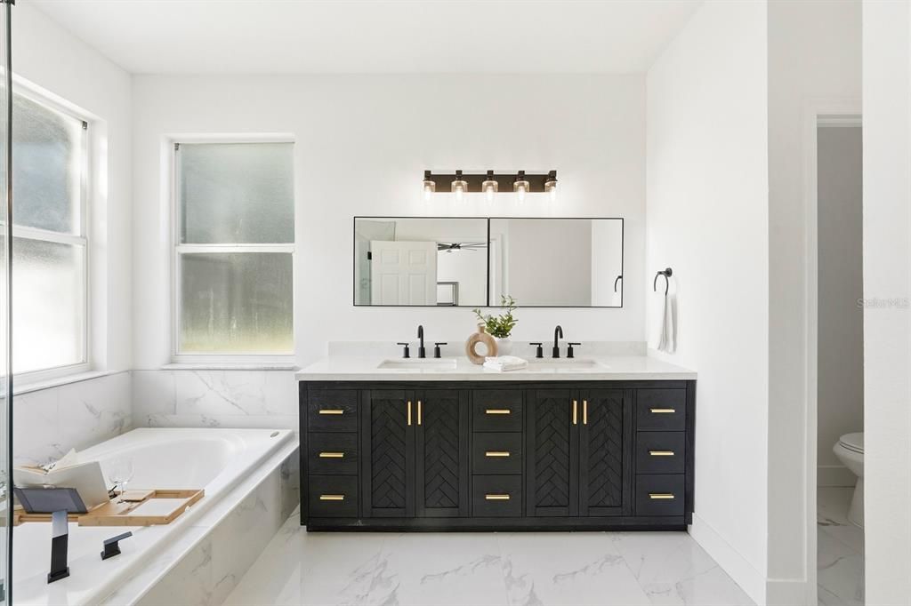 Bathroom, Dual Sink Vanities, Interior, Marble