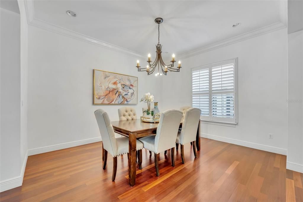 Chandelier, Dining room, Interior, Wood Texture Flooring
